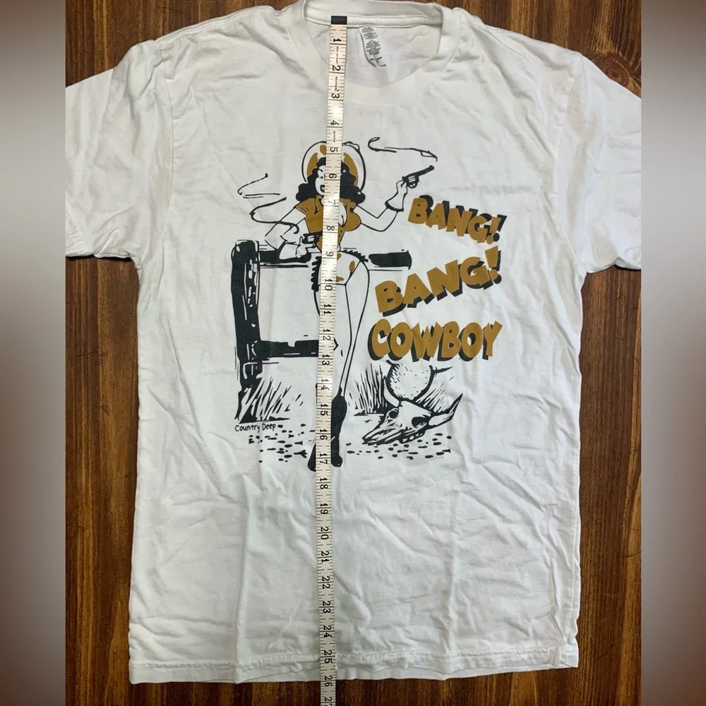 Band Bang Cowboy Western White T Shirt SZ Small - Picture 6 of 9